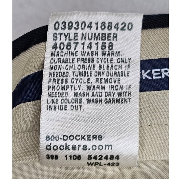 Dockers Mens Classic Fit Flat Front Black Cotton Chino Pants 36x34 406714158 - Picture 4 of 8